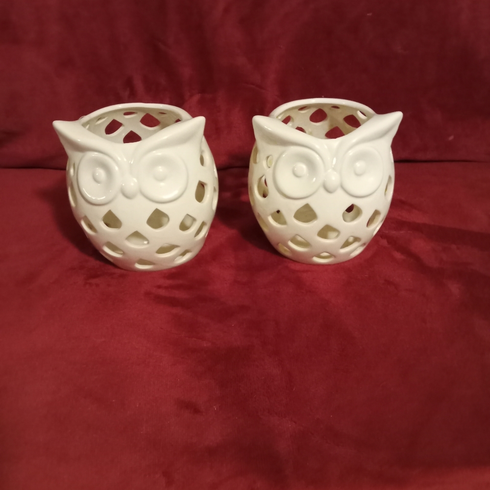Ceramic owl candle holders